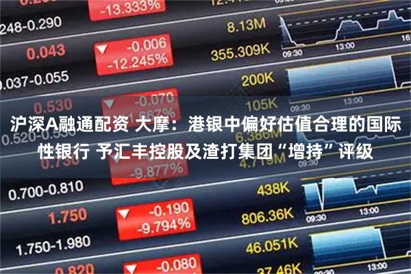 沪深A融通配资 大摩：港银中偏好估值合理的国际性银行 予汇丰控股及渣打集团“增持”评级
