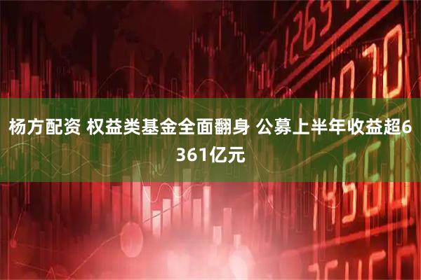 杨方配资 权益类基金全面翻身 公募上半年收益超6361亿元